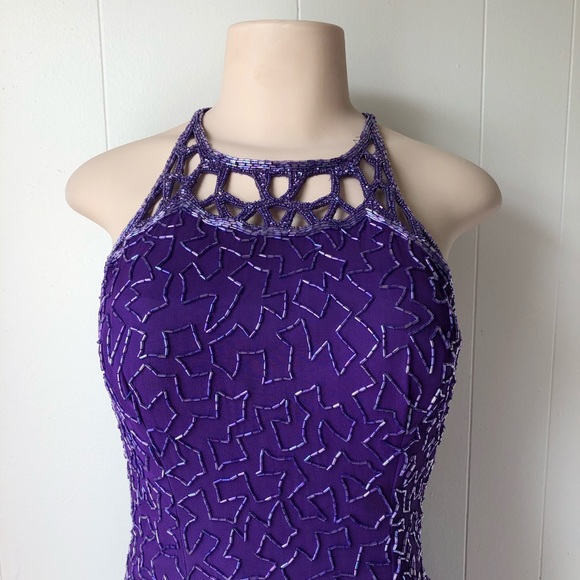Vintage Purple Beaded Gown - Picture 8 of 10